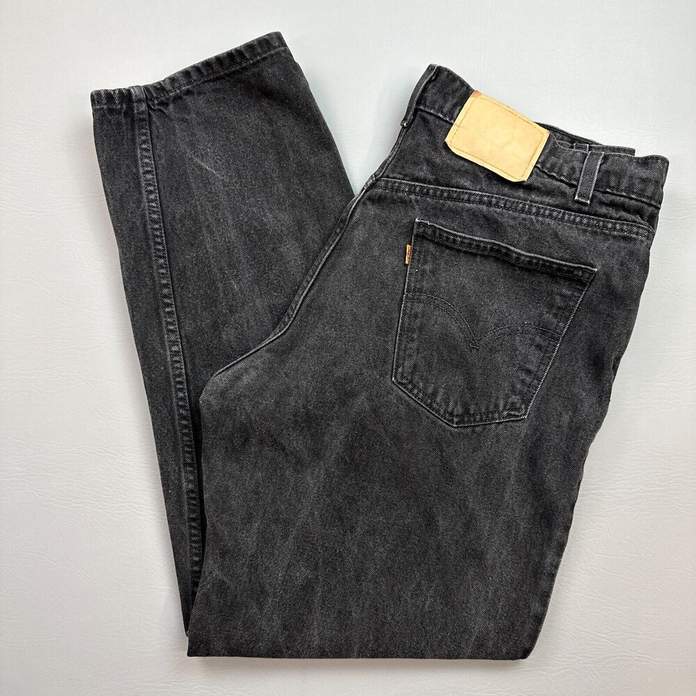 Vintage Levis 550 Jeans Mens 38x30 Black Relaxed Tapered Leg Orange Tab 90s